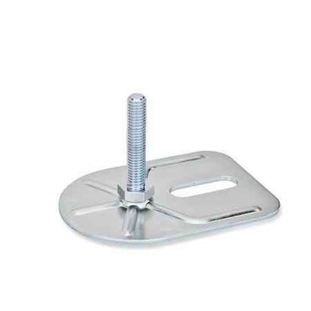 Otto Ganter Levelling Feet Steel Zinc Plated with Fixing Lug Rectangular Shape, GN 42